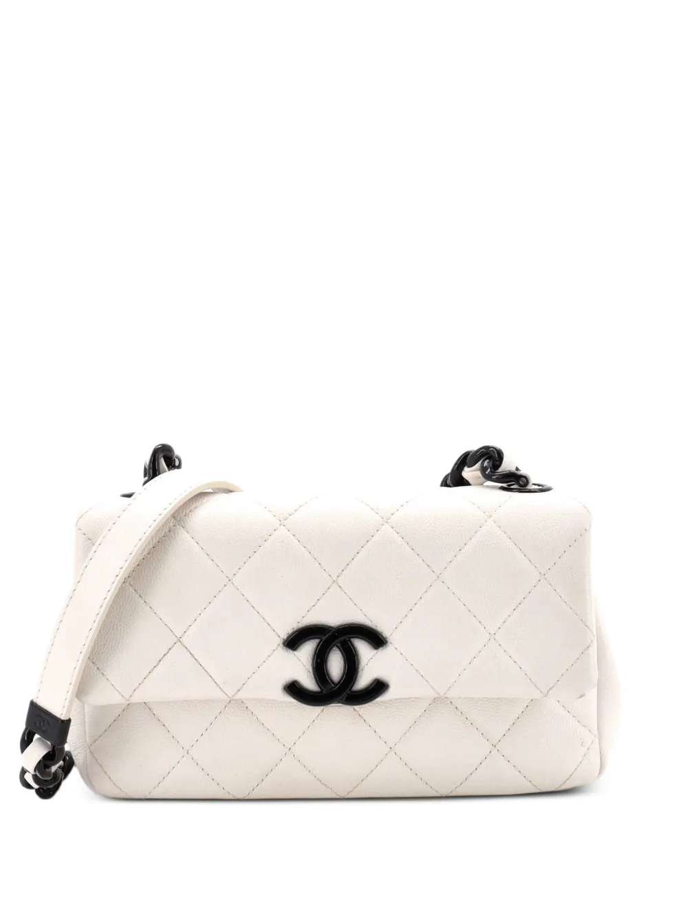 CHANEL Pre-Owned My Everything Flap Bag Quilted Caviar Small crossbody bag - Bianco