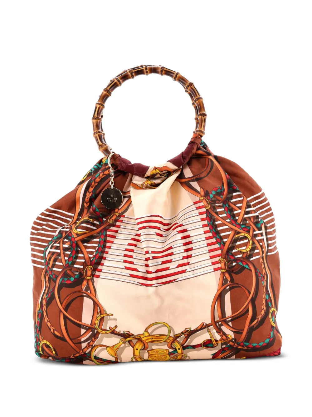 Gucci Pre-Owned Maxi-Tote Bag mit Bambushenkel und Seide mit Print - Mehrfarbig