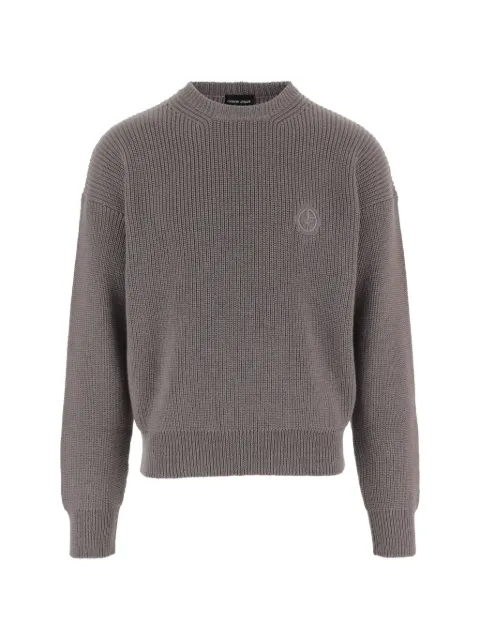Giorgio Armani logo-embroidered ribbed-knit sweater