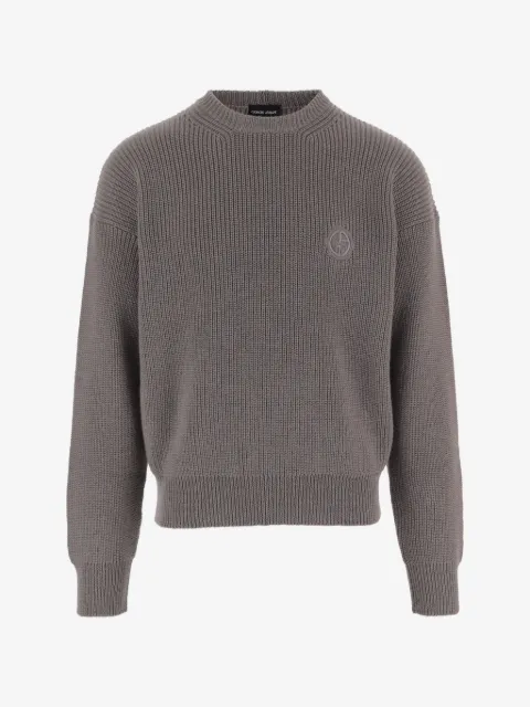 Giorgio Armani logo-embroidered ribbed-knit sweater
