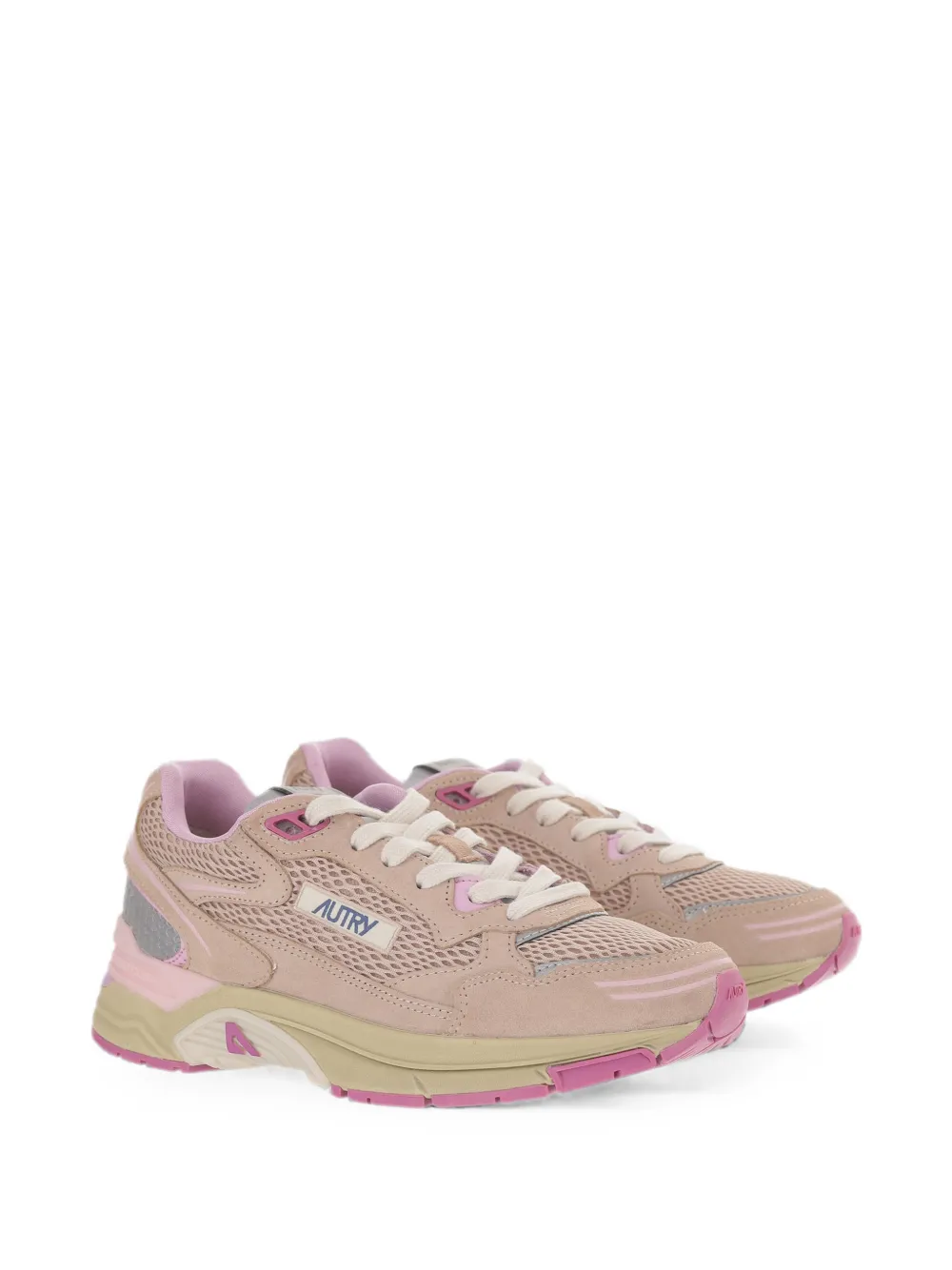 Autry Hyperway sneakers in phard pink and dolphin suede and mesh Beige