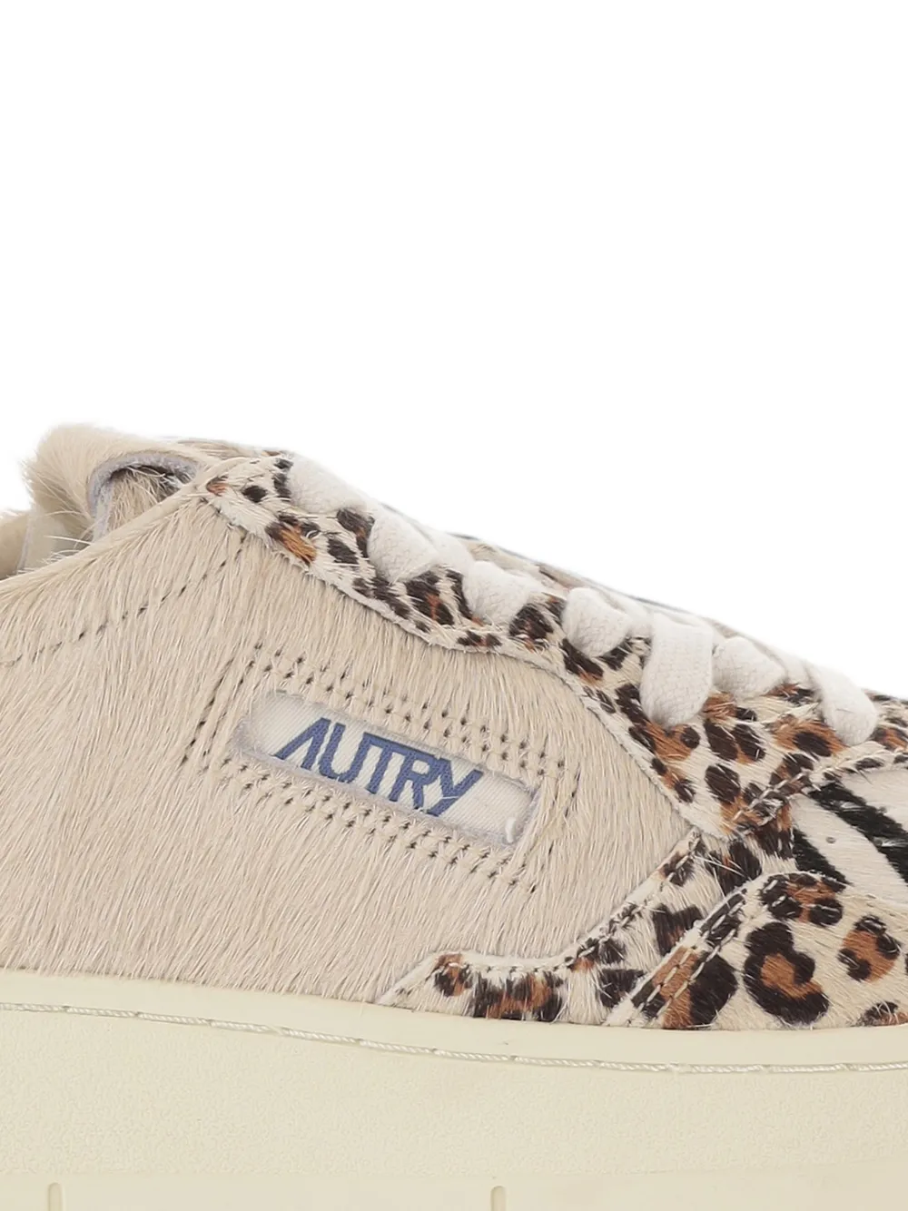 Autry Medalist Low leopard-print lace-up sneakers Beige