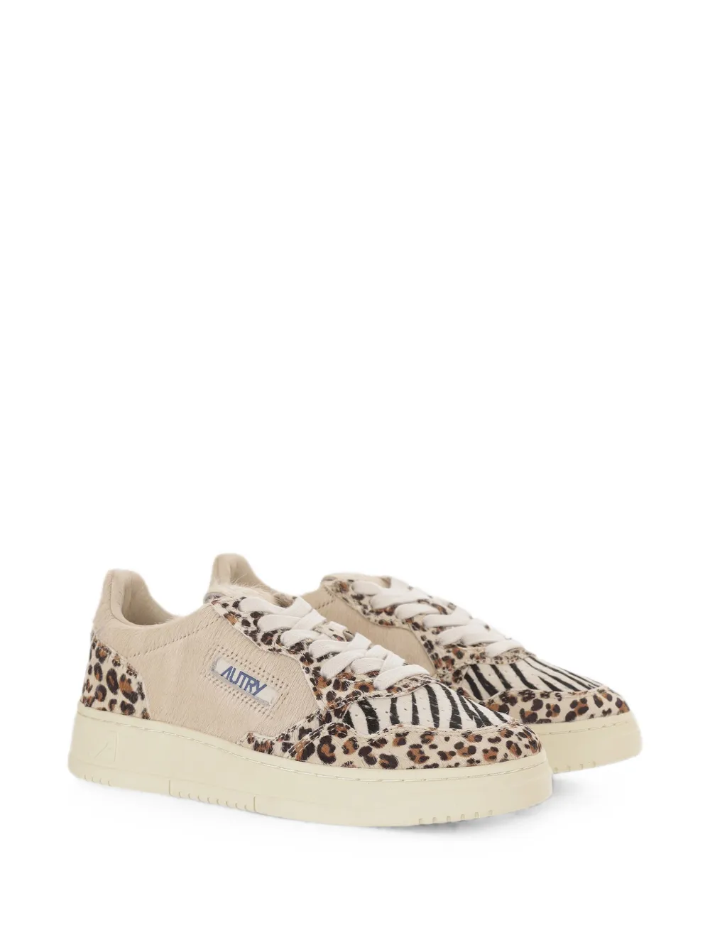 Autry Medalist Low leopard-print lace-up sneakers Beige