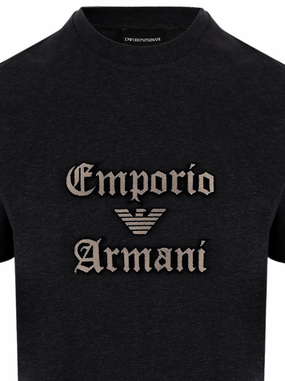 Emporio Armani Zwaar jersey T-shirt met logo-reliëf Zwart