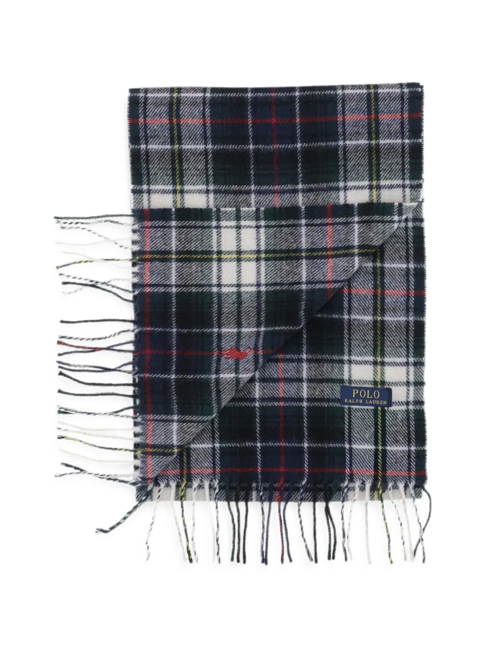 Polo Ralph Lauren Wollen sjaal met tartan-ruit en franje Blauw