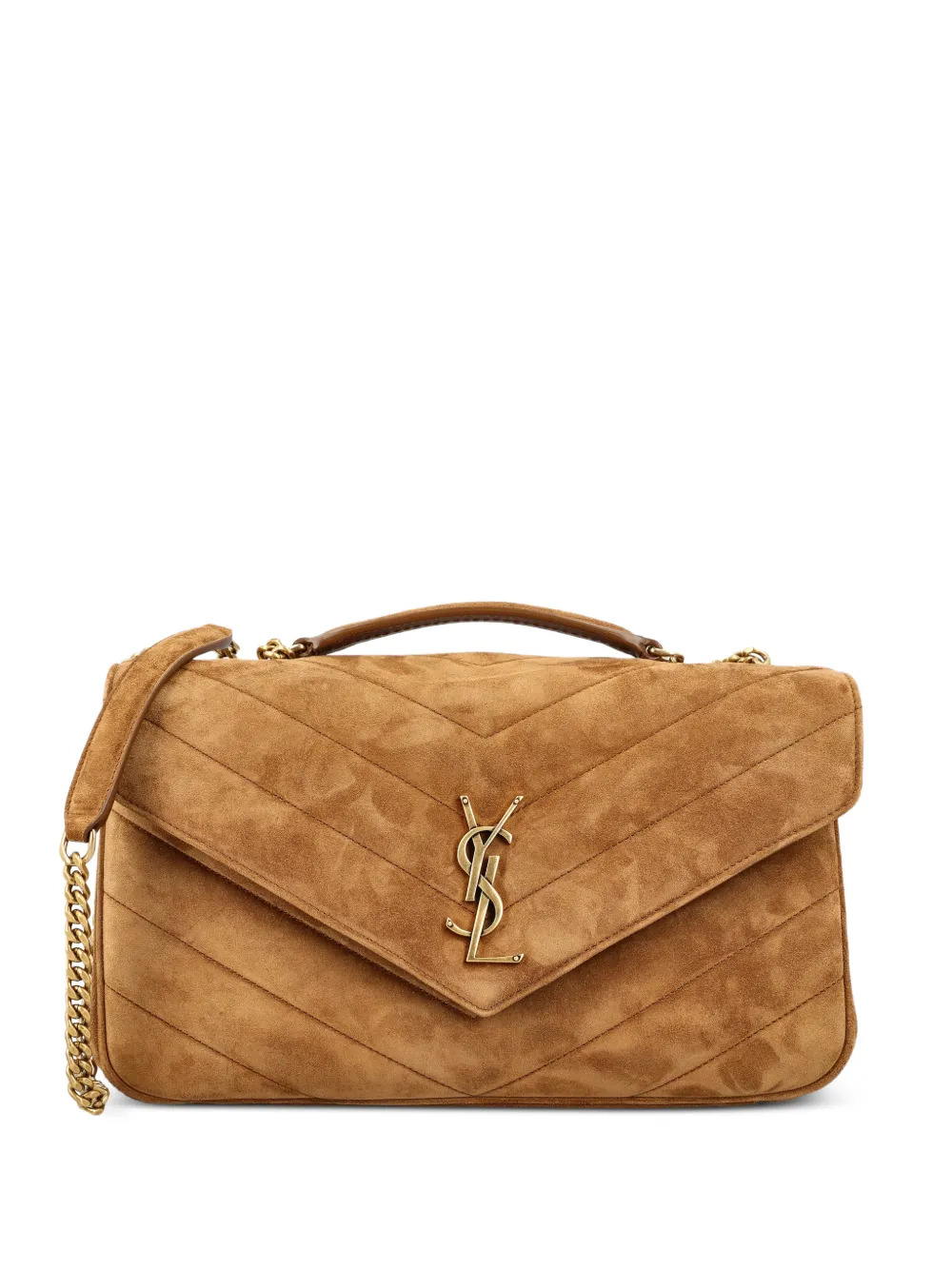 Saint Laurent Loulou medium in matelassé suede - Braun