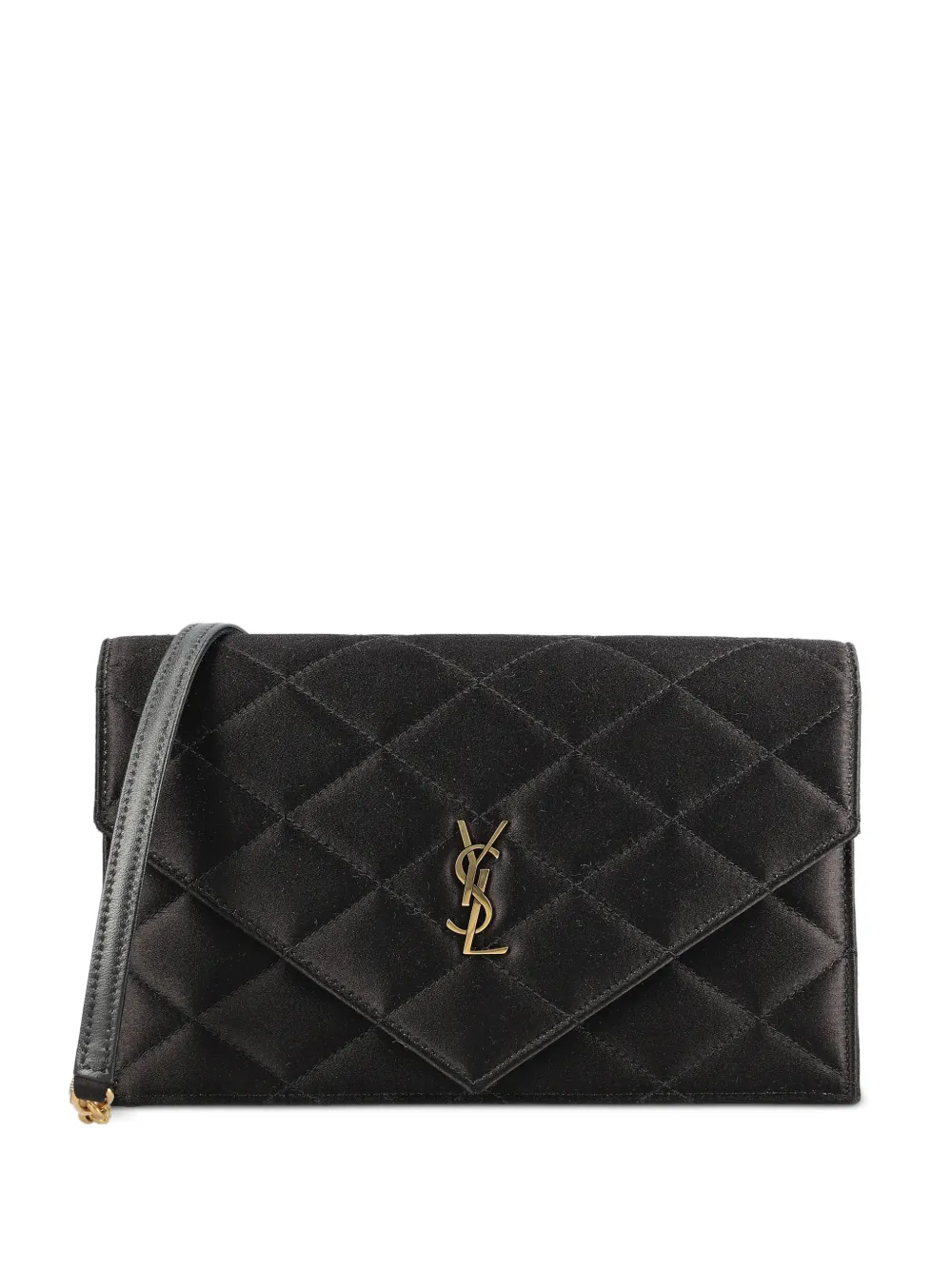 Saint Laurent Paris chain wallet in satin - Schwarz