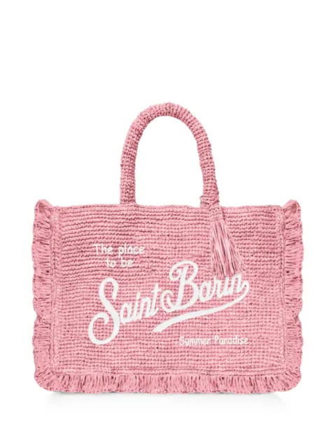MC2 Saint Barth mini Voalnt fringed raffia tote bag