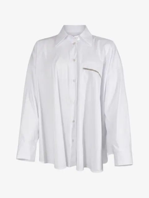 D.Exterior crystal-embellished oversized shirt