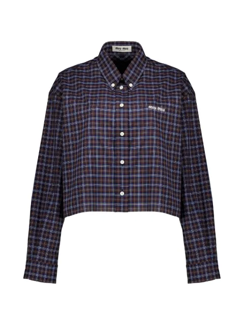 Miu Miu check-print cropped shirt