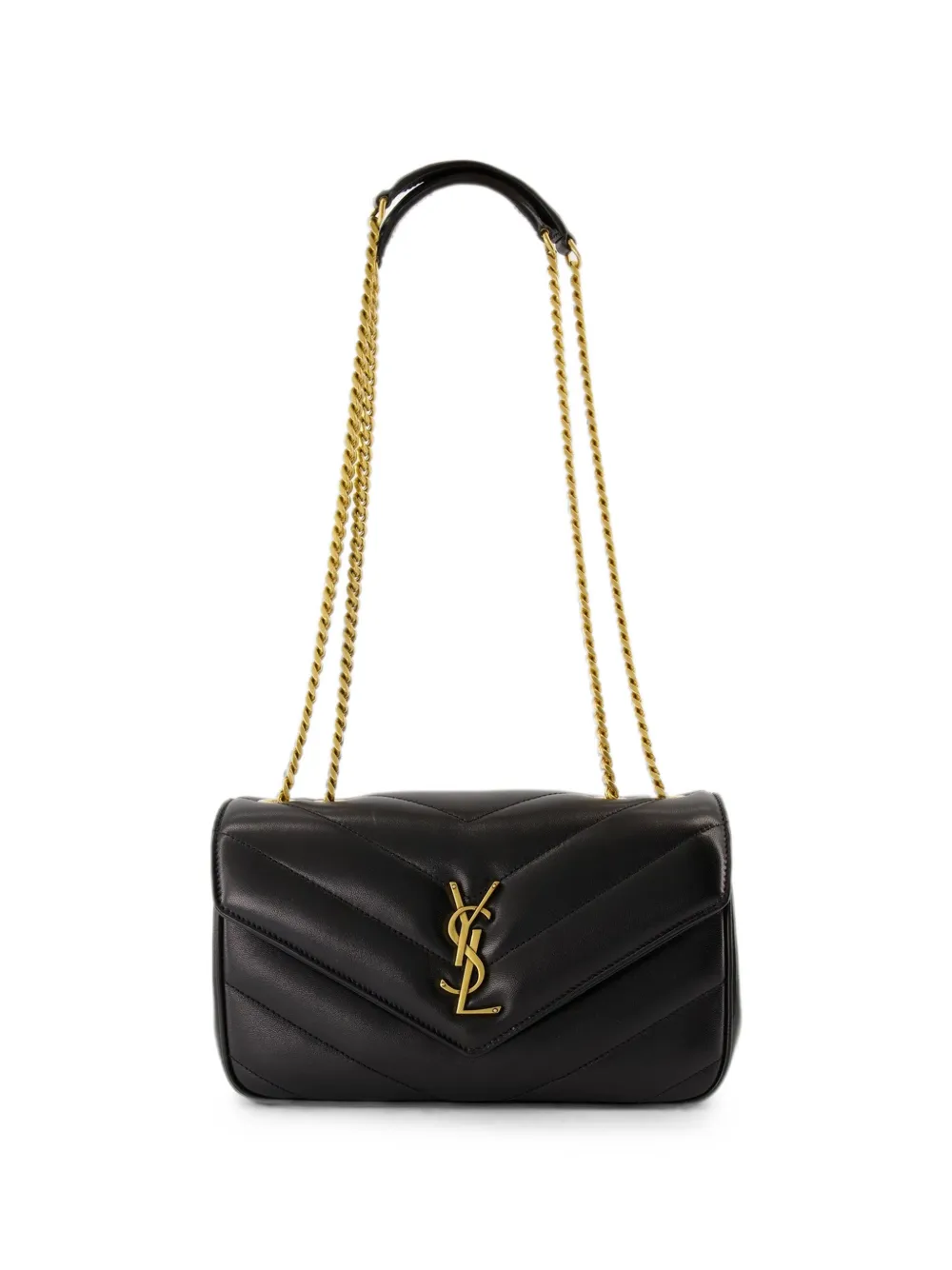 Saint Laurent Loulou small in matelassé lambskin shoulder bag - Schwarz