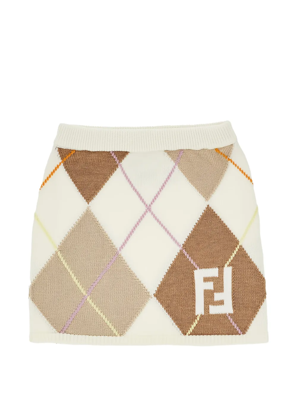 Fendi Kids FF-intarsia argyle-knit mini skirt - Toni neutri