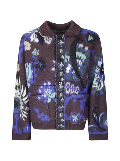 sacai floral-jacquard embroidered jacket