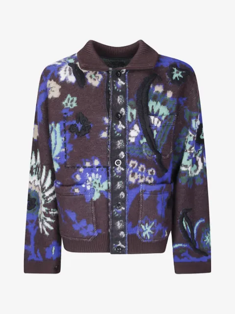 sacai floral-jacquard embroidered jacket