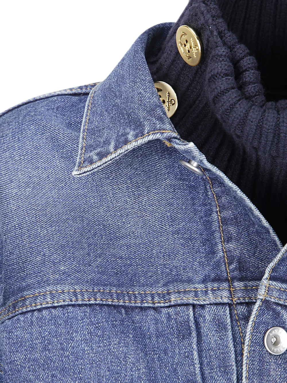 sacai Denim jack met gebreid vlak Blauw