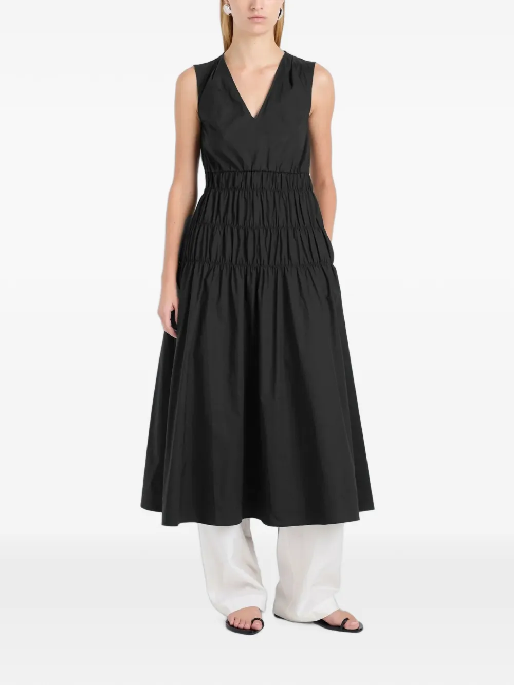 Proenza Schouler White Label Jenna tiered midi dress Zwart