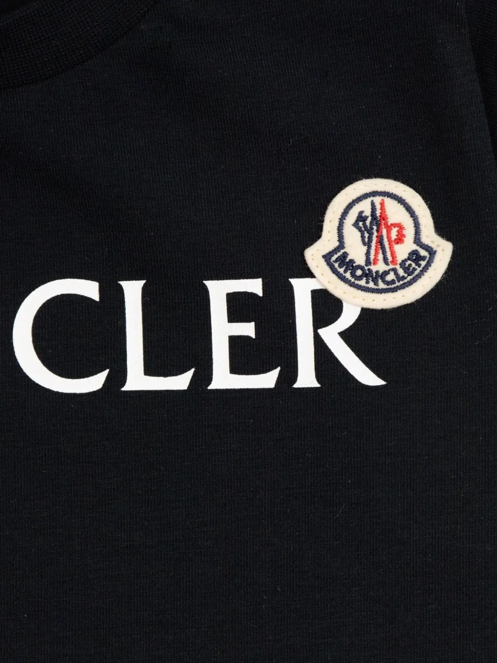 Moncler Enfant T-shirt met logoprint en knoop op de schouders Blauw