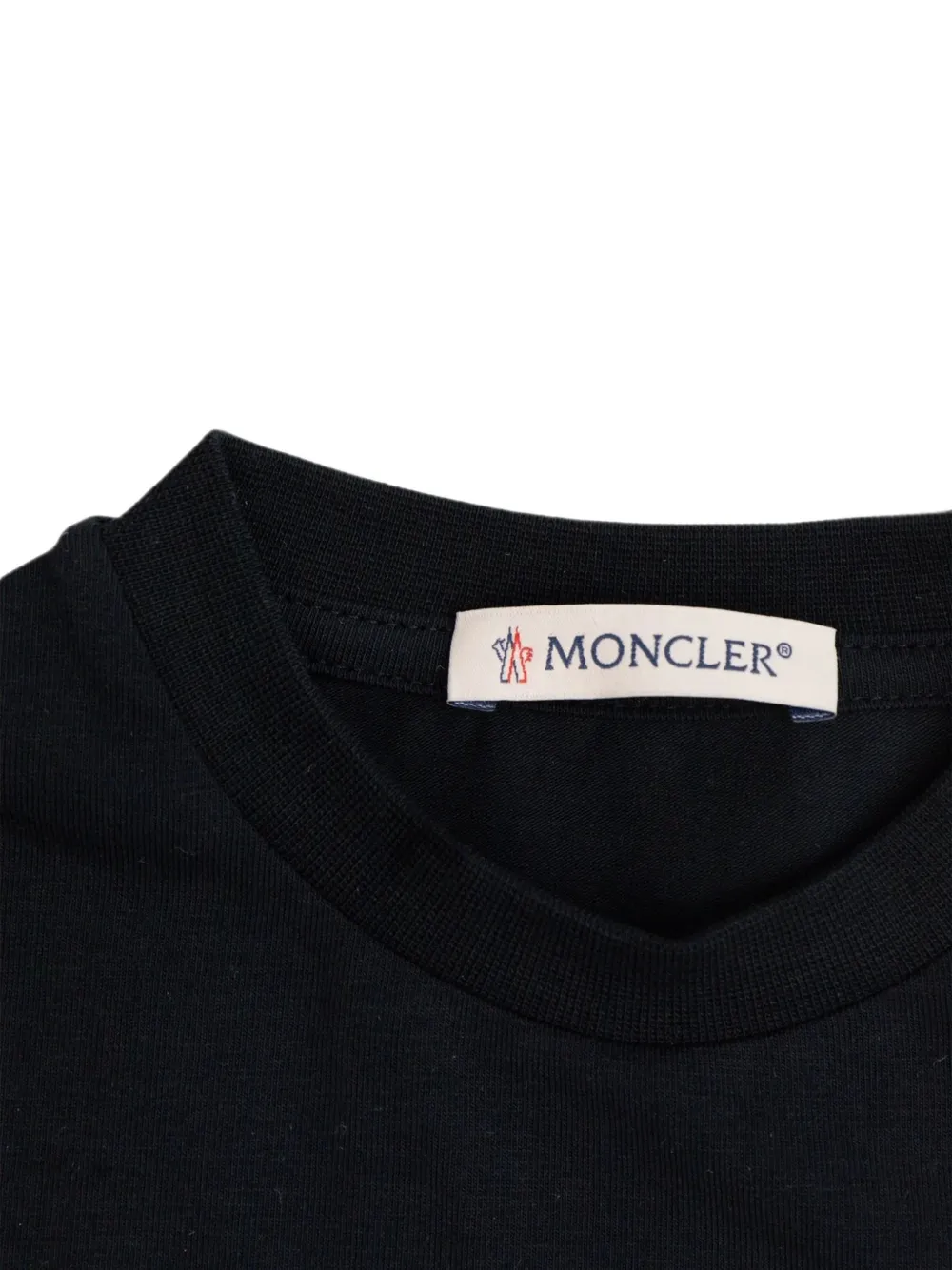 Moncler Enfant T-shirt met logoprint en knoop op de schouders Blauw