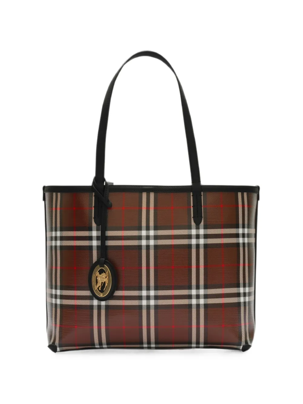 Burberry small check tote - Marrone