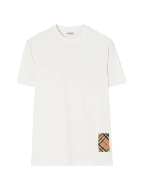 Burberry check cashmere patch cotton T-shirt
