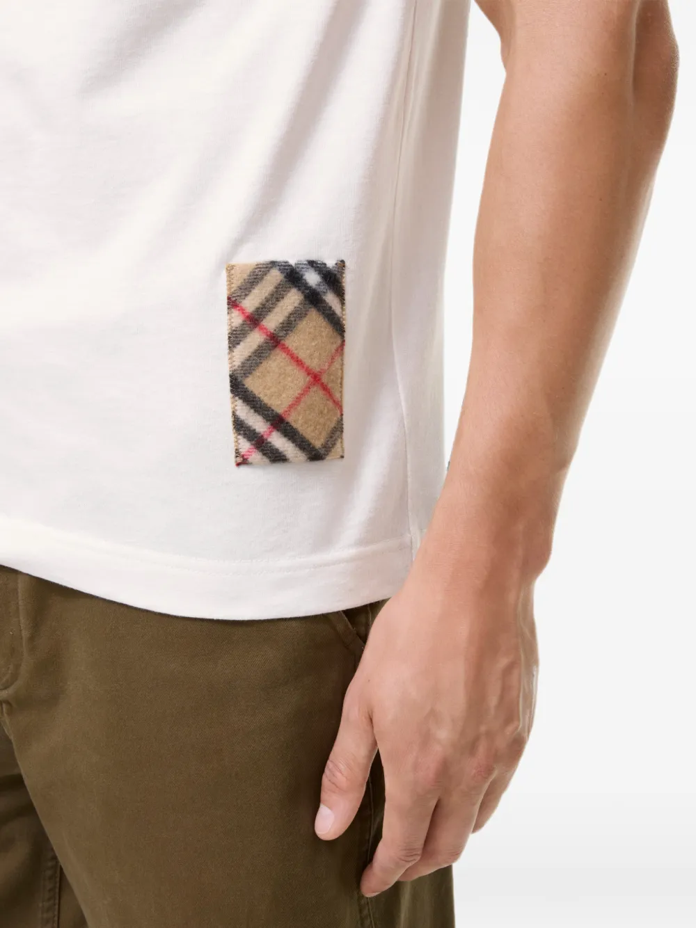 Burberry Katoenen T-shirt met kasjmier Check-patch Wit