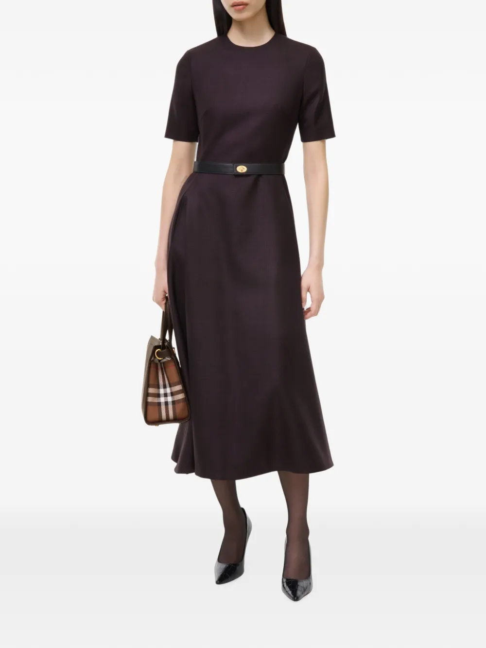 Burberry Wollen midi-jurk Bruin