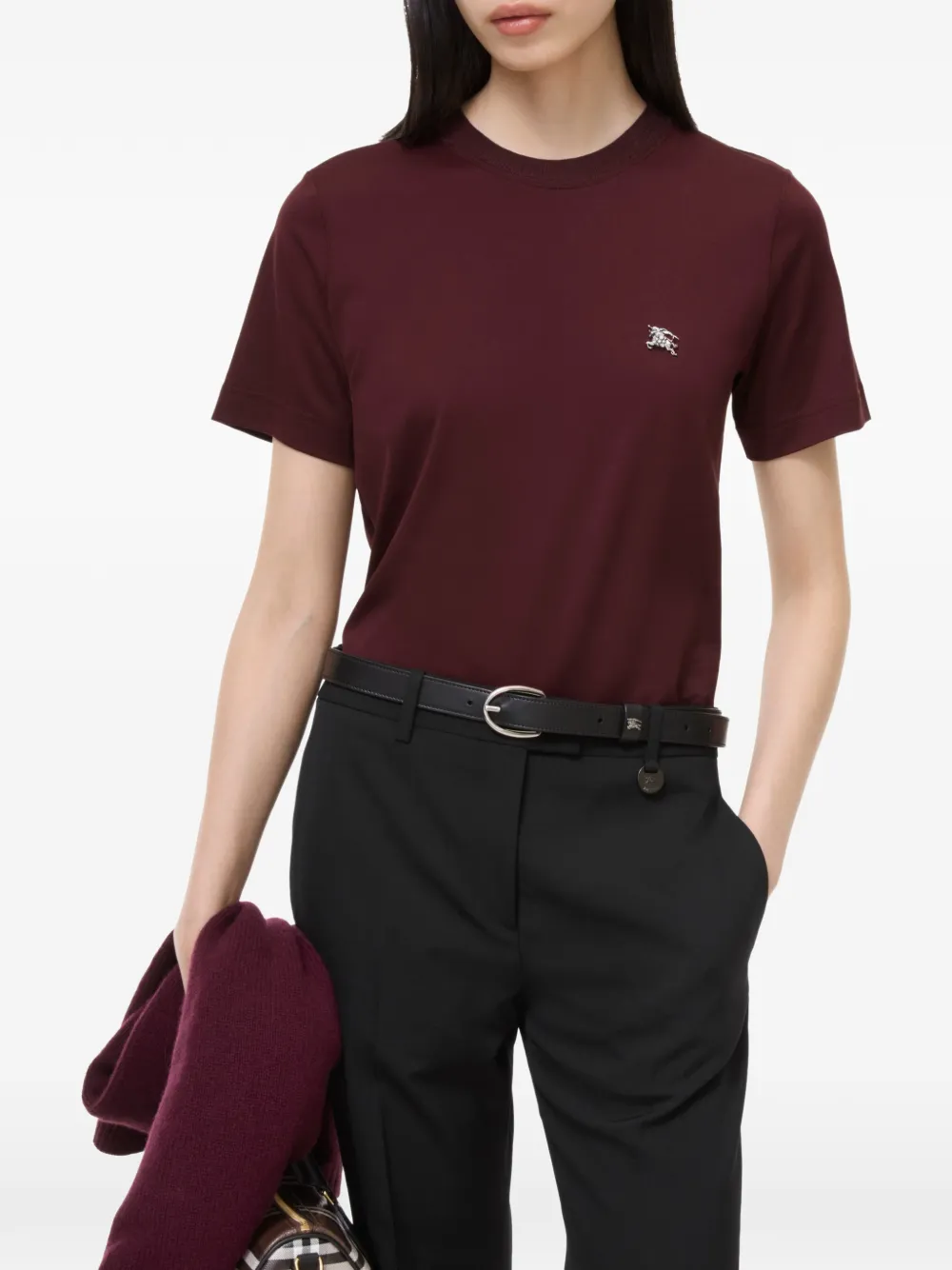 Burberry T-shirt met logodetail Rood