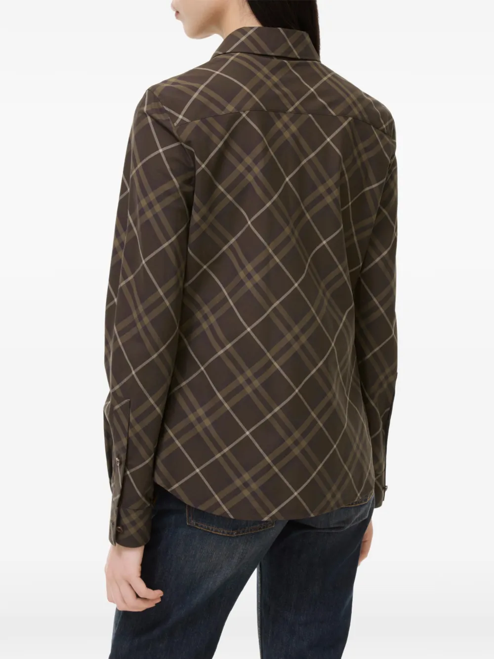 Burberry Check slim-fit katoenen blouse Bruin