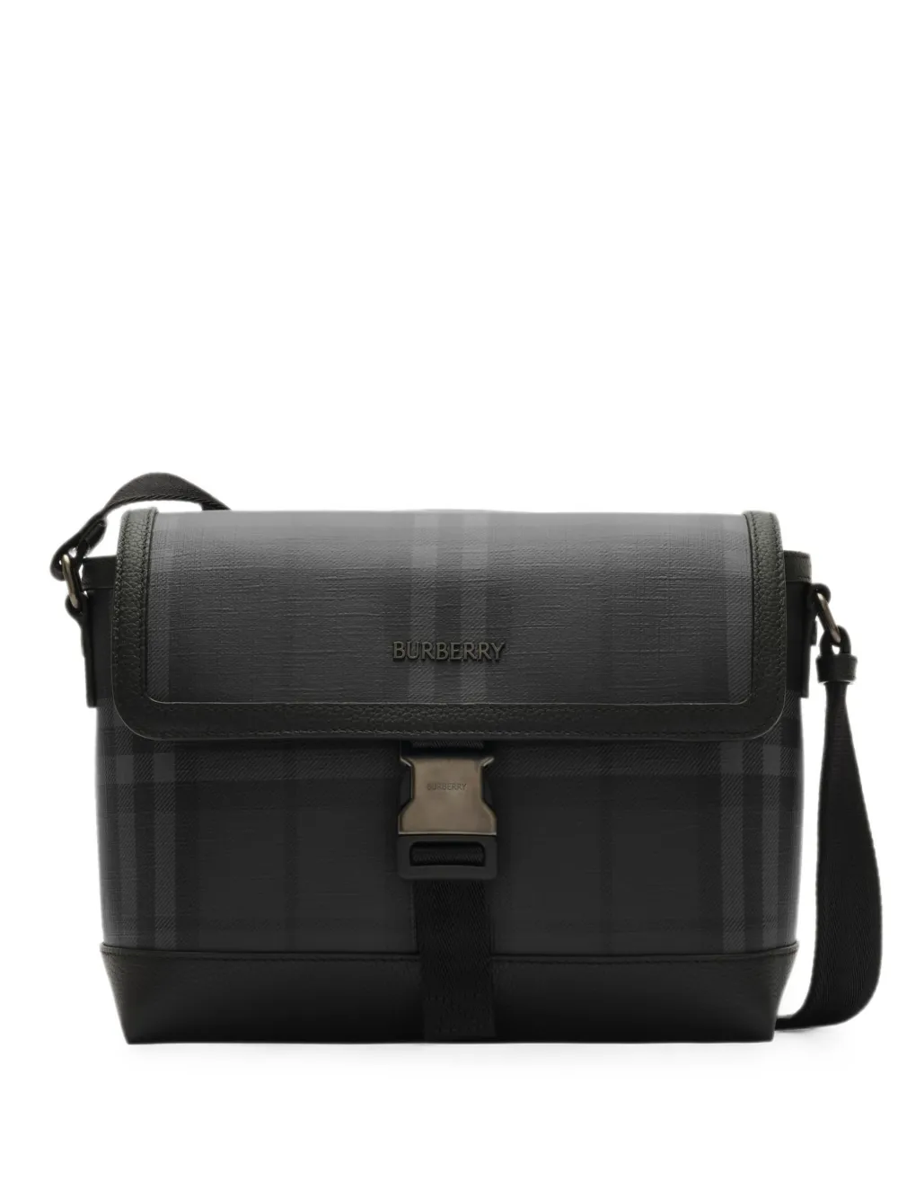 Burberry small City Check clip messenger bag - Grigio