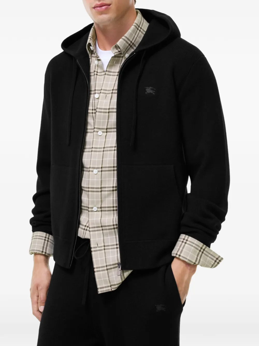 Burberry Hoodie met rits van kasjmierblend Zwart