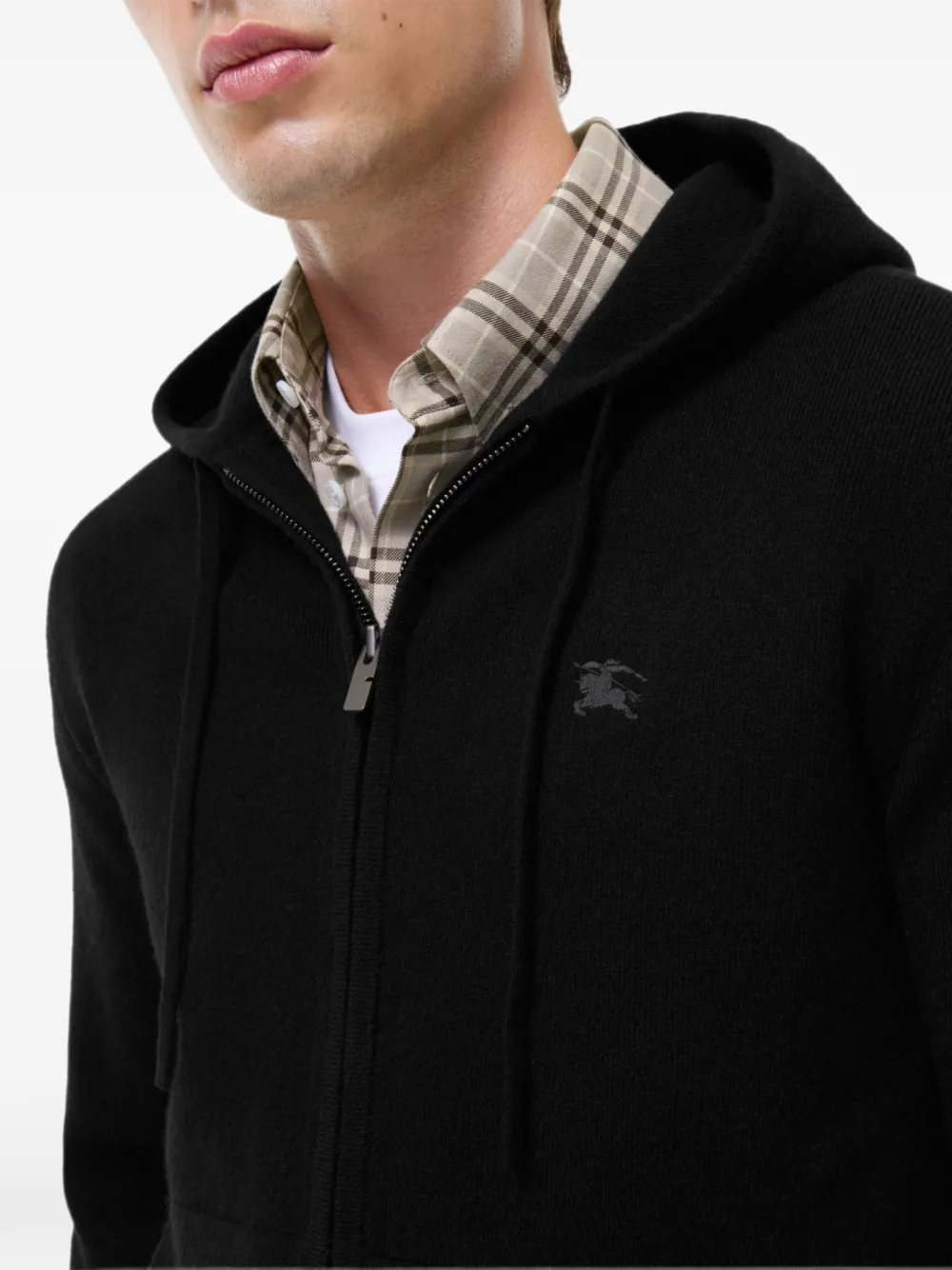Burberry Hoodie met rits van kasjmierblend Zwart