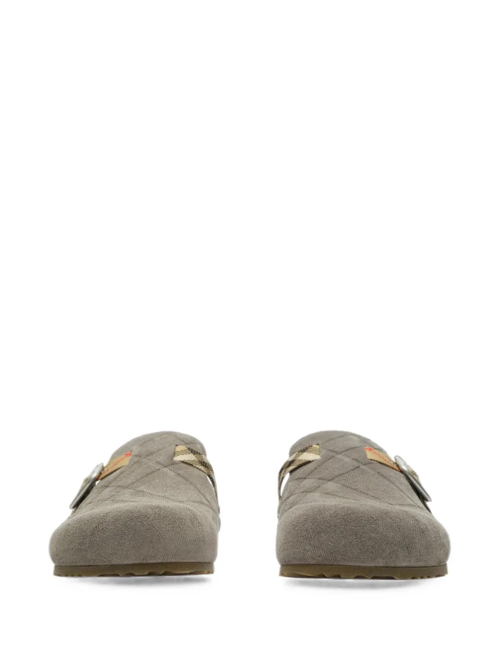 Burberry 格纹反绒面革 Urchin 拖鞋 Grijs