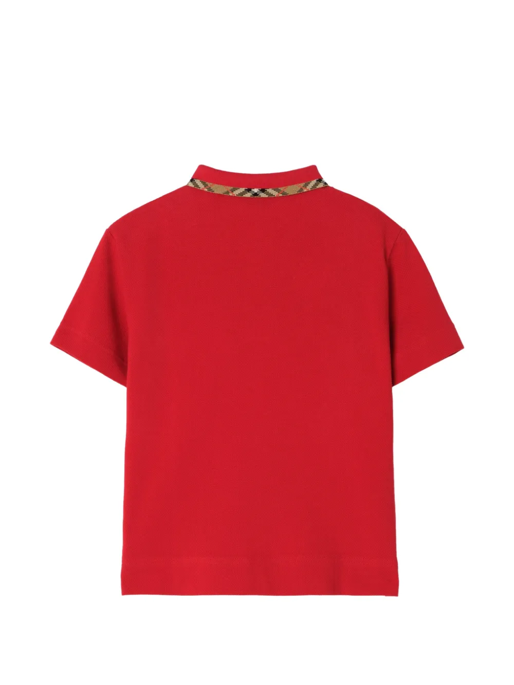 Burberry Kids Katoenen poloshirt met geruite afwerking Rood
