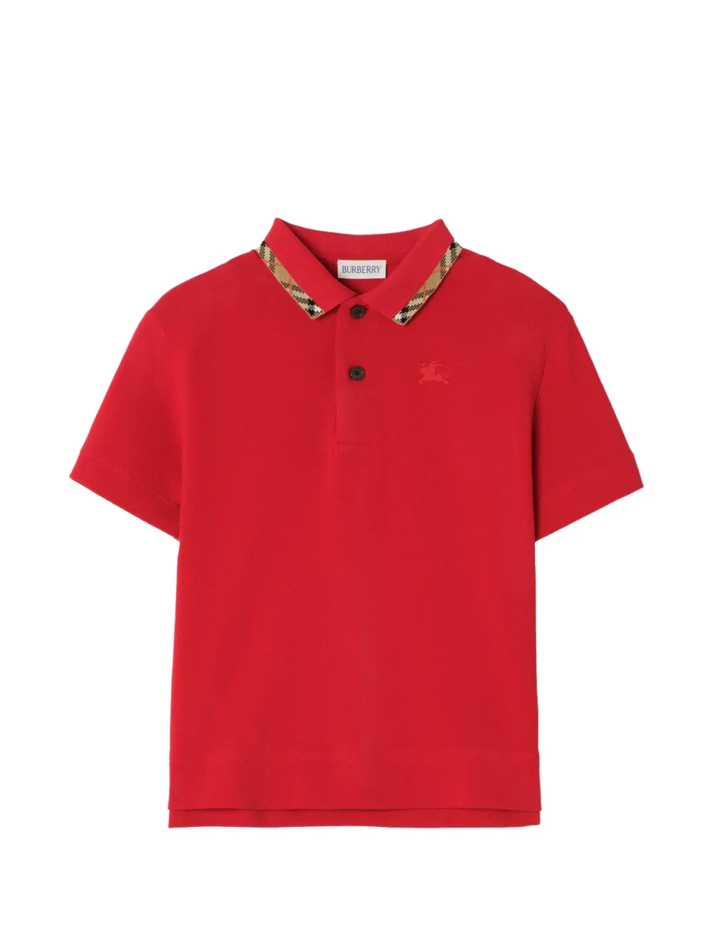 Burberry Kids Check-trim cotton polo shirt - Rosso
