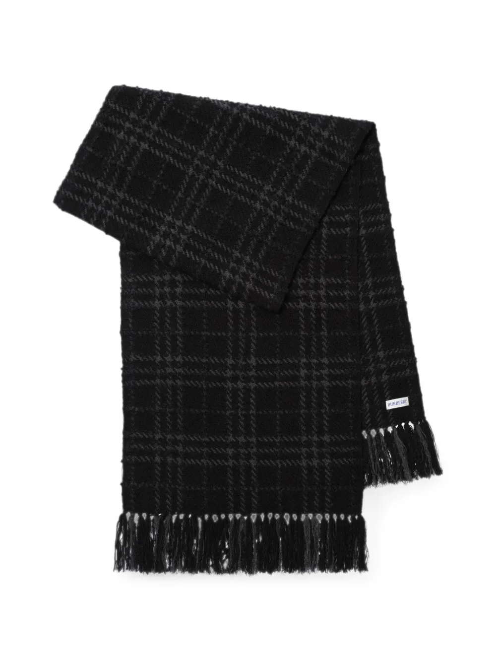 Burberry Geruite bouclé sjaal Zwart