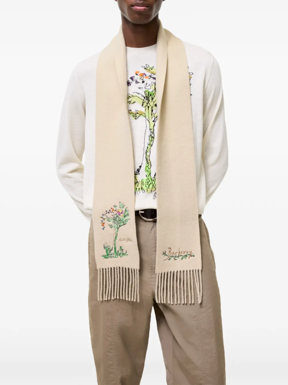 Burberry Brave Little Tree kasjmier sjaal Beige