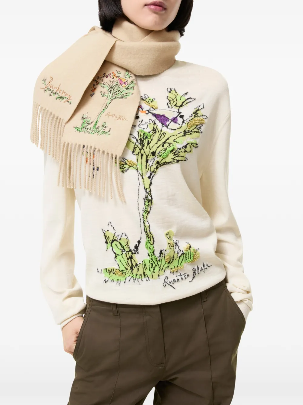 Burberry Brave Little Tree kasjmier sjaal Beige
