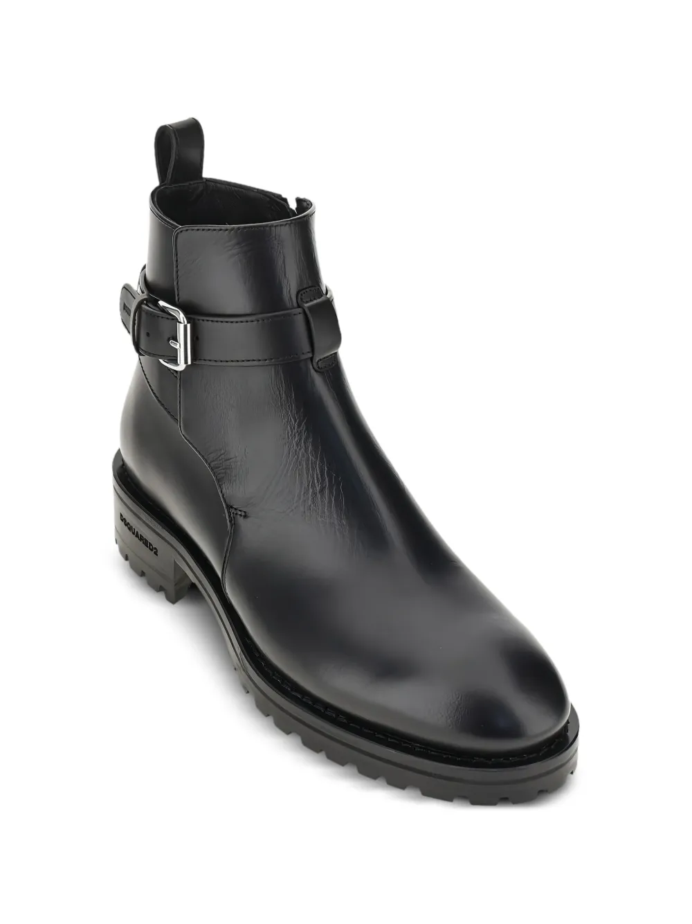 DSQUARED2 buckled leather ankle boots Zwart