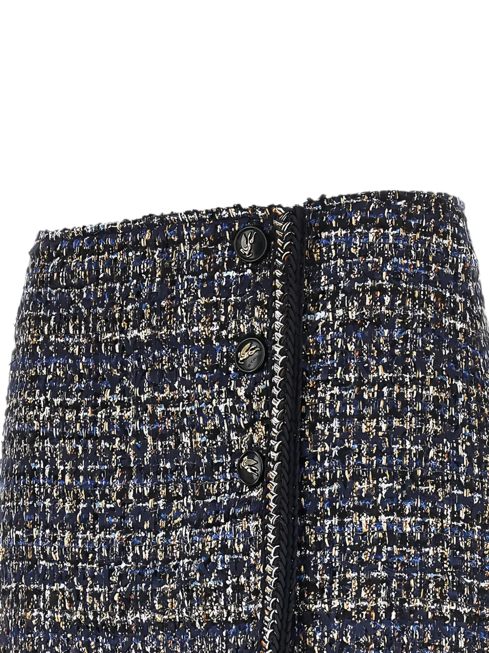 ETRO Bouclé gebreide mini-rok met knopen Blauw