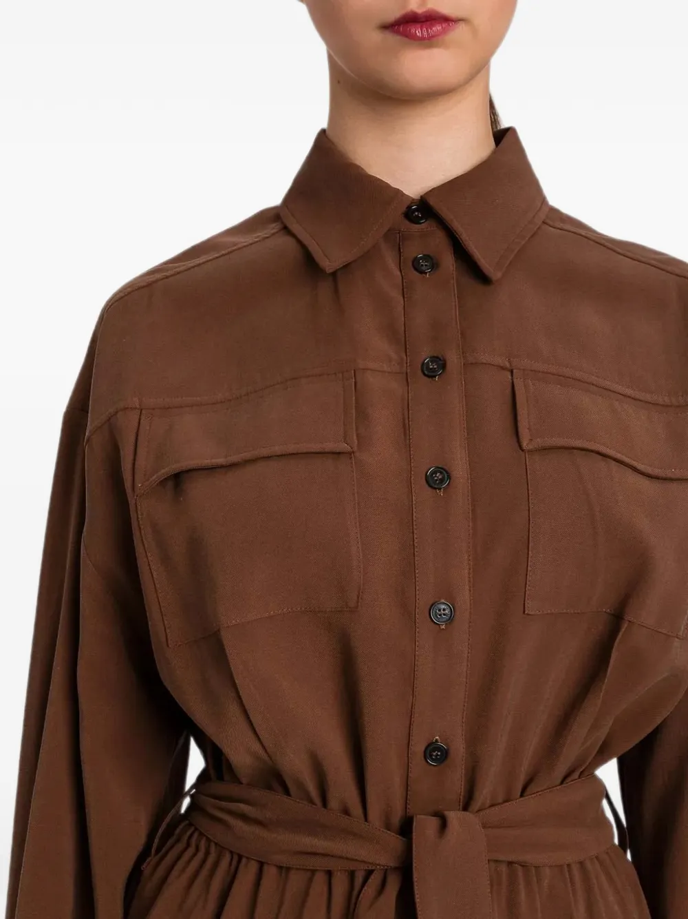 TWINSET Midi-blousejurk met klepzakken Bruin