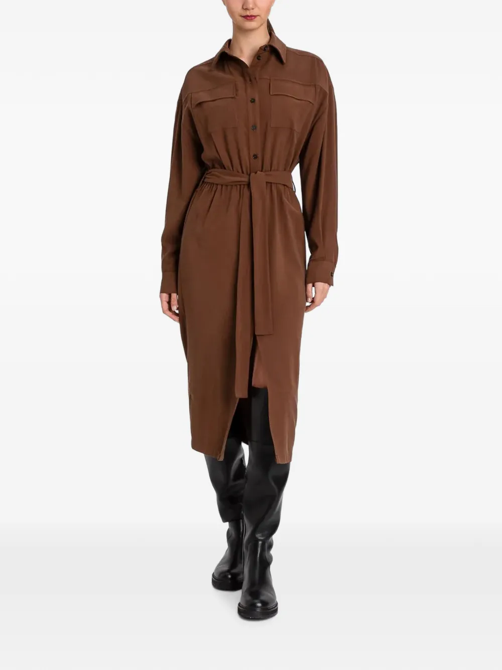 TWINSET Midikleid mit Pattentaschen - Braun