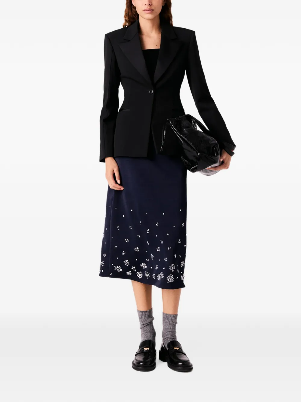 Maje satin-lapel tailored blazer Zwart