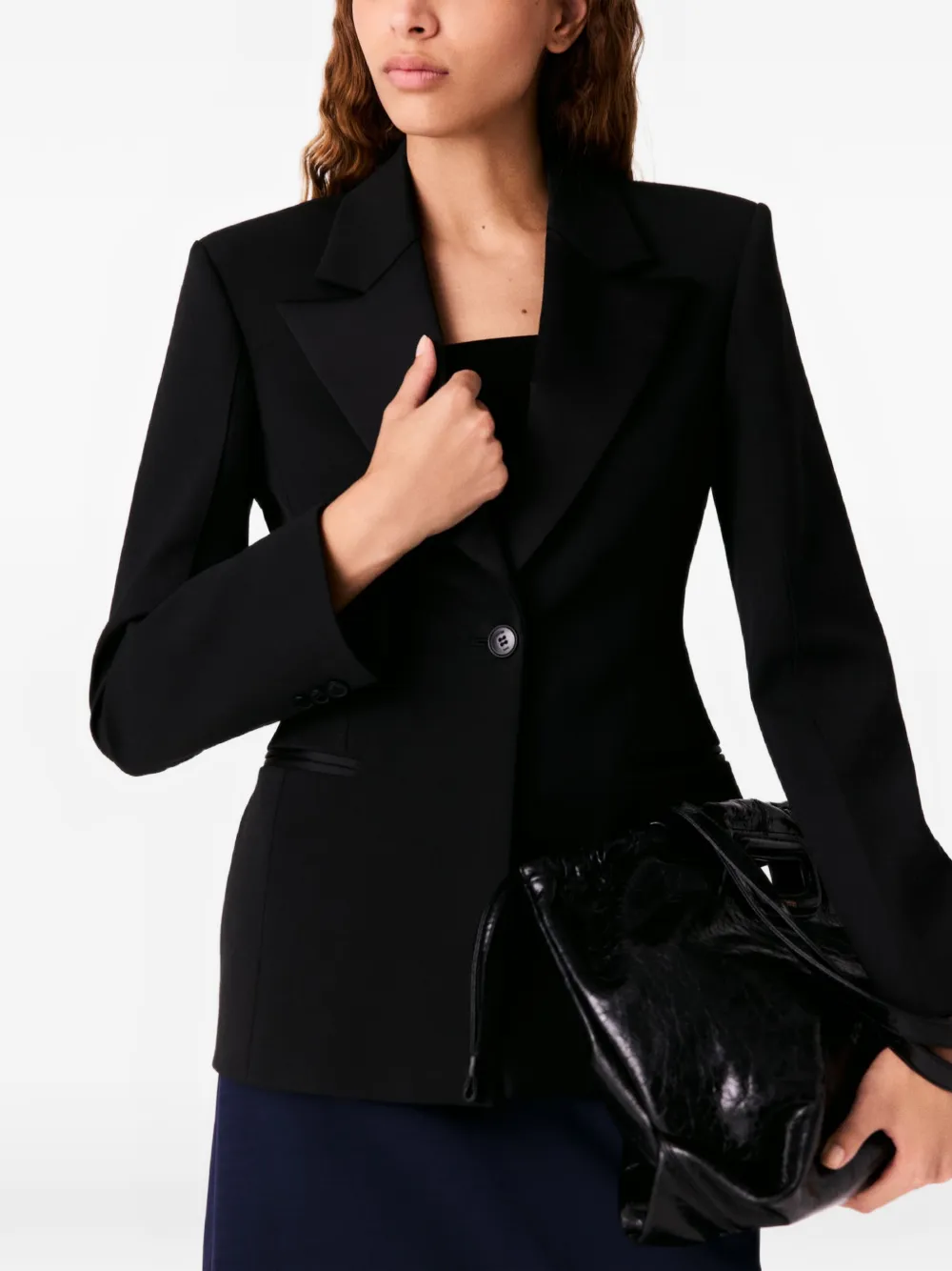 Maje satin-lapel tailored blazer Zwart