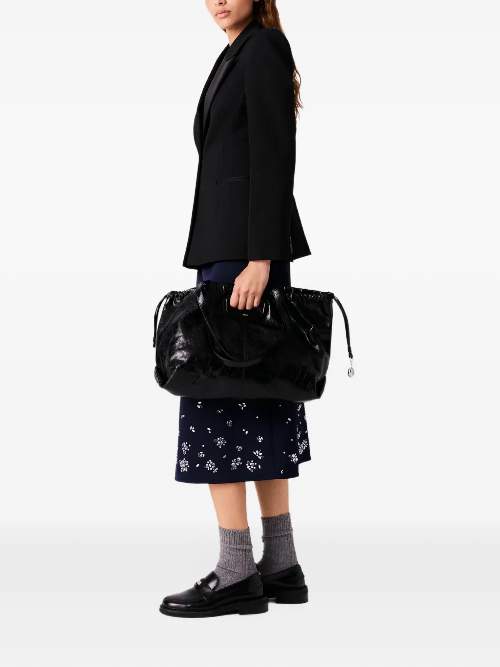 Maje satin-lapel tailored blazer Zwart