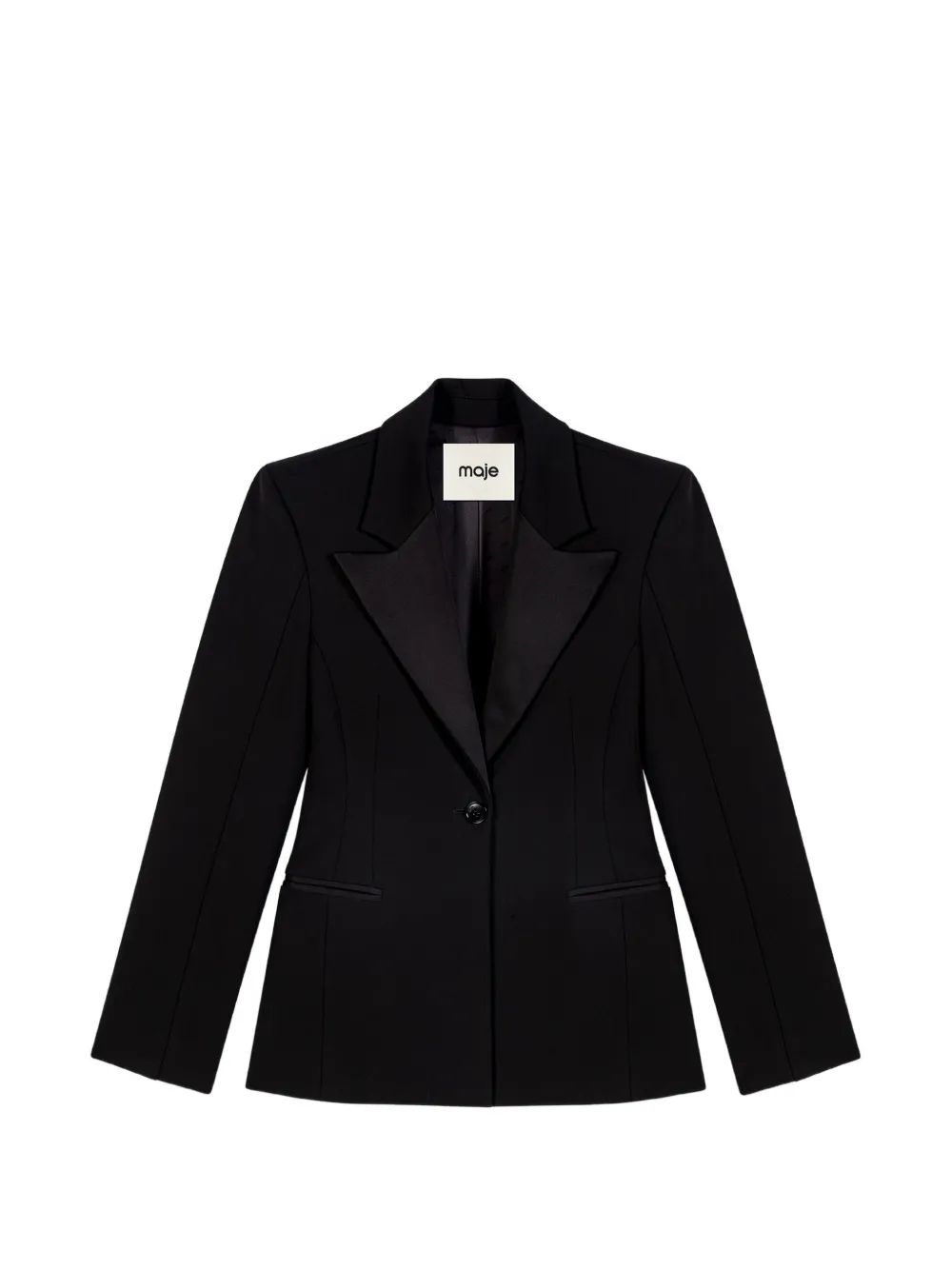 Maje satin-lapel tailored blazer - Schwarz