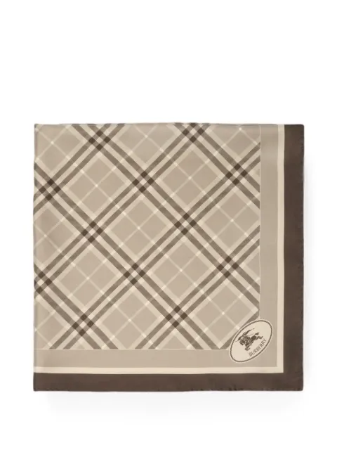 Burberry Check knight stamp silk scarf