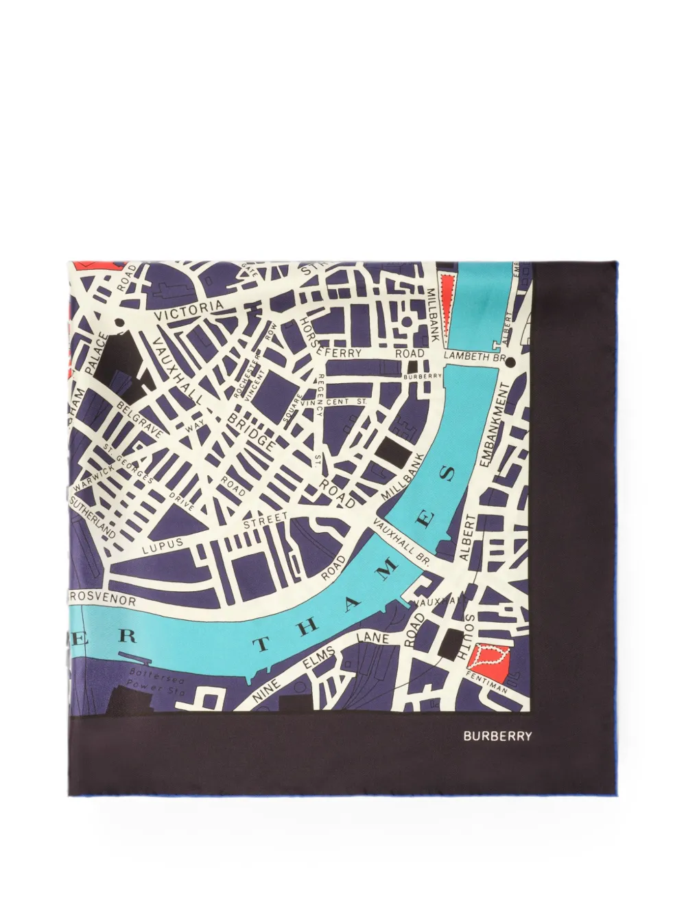 Burberry London-map silk scarf - Nero