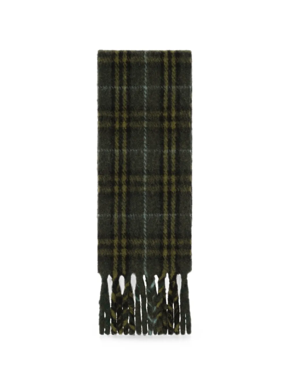 Burberry narrow-cut checkered alpaca blend scarf - Verde