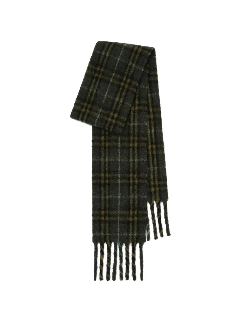 Burberry narrow-cut checkered alpaca blend scarf - Verde