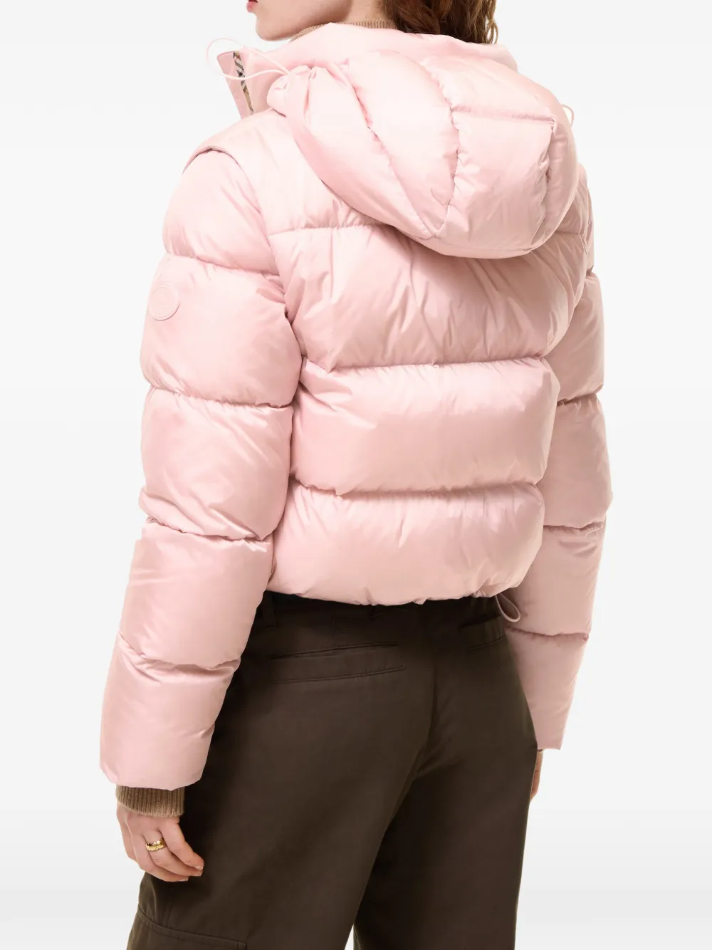Burberry Donsjack met geruite afwerking Roze